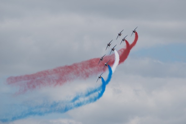 Patrouille de France aerobatics team flying Dassault/Dornier Alpha Jet<br><small>Le Bourget, France</small>