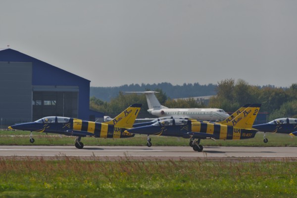 Baltic Bees Jet Aerobatic Team (Latvia) flying L-39.<br><small>Zhukovsky, Moscow Oblast, Russia</small><br><small>September 01, 2019</small>
